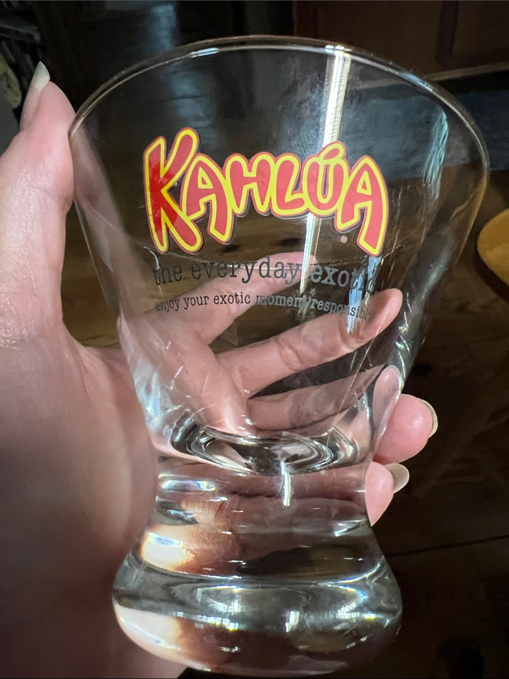 Two (2) Kahlua "The Everyday Exotic" 4" Flared Cocktail LowBall Glasses Barware